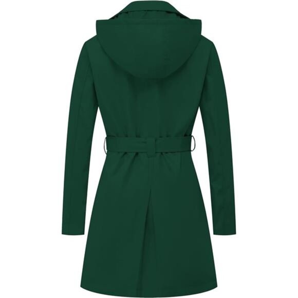 Women's Trench Coat Double-Breasted Classic Lapel Overcoat Belted - Picture 2 of 7
